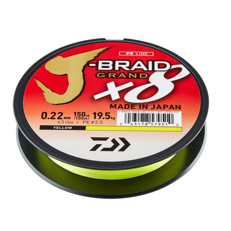 Daiwa J-braid Grand X8 Yellow 135m 1 Daiwa J-braid Grand X8 Yellow 135m