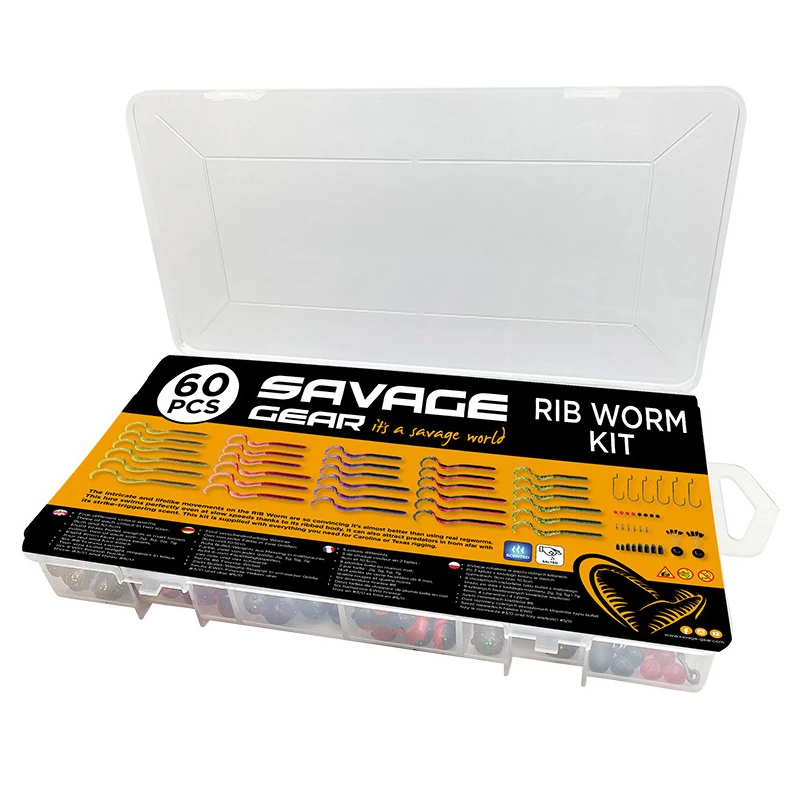 Savage Gear Rib Worm Kit One Size Mix Colors 60pcs 5 Savage Gear Rib Worm Kit One Size Mix Colors 60pcs - Afbeelding 5