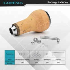 Gomexus Handle Knob Cork For Spinning Reel - Cork/Silver -Sportviswinkel CA27TNBK 4