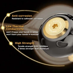 Gomexus 90mm Aluminium Power Handle With 45mm Titanium Knob - Black & Gold -Sportviswinkel LYS90TB45BKGD 5