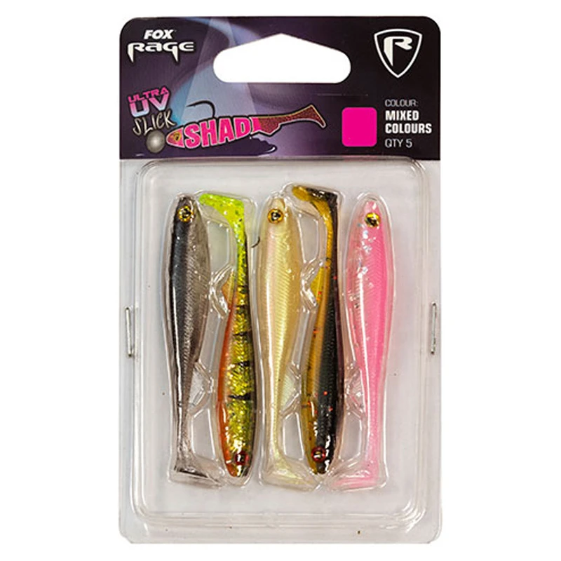 Fox Rage Slick Shad UV Mixed Colour Pack 5-pak 1 Fox Rage Slick Shad UV Mixed Colour Pack 5-pak