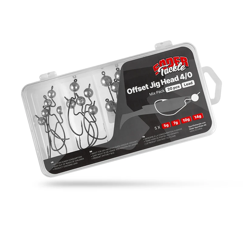 Söder Tackle Offset Jig Head Big Pack (20pcs) - 4/0 (5g, 7g, 10g, 14g) 1 Söder Tackle Offset Jig Head Big Pack (20pcs) - 4/0 (5g, 7g, 10g, 14g)